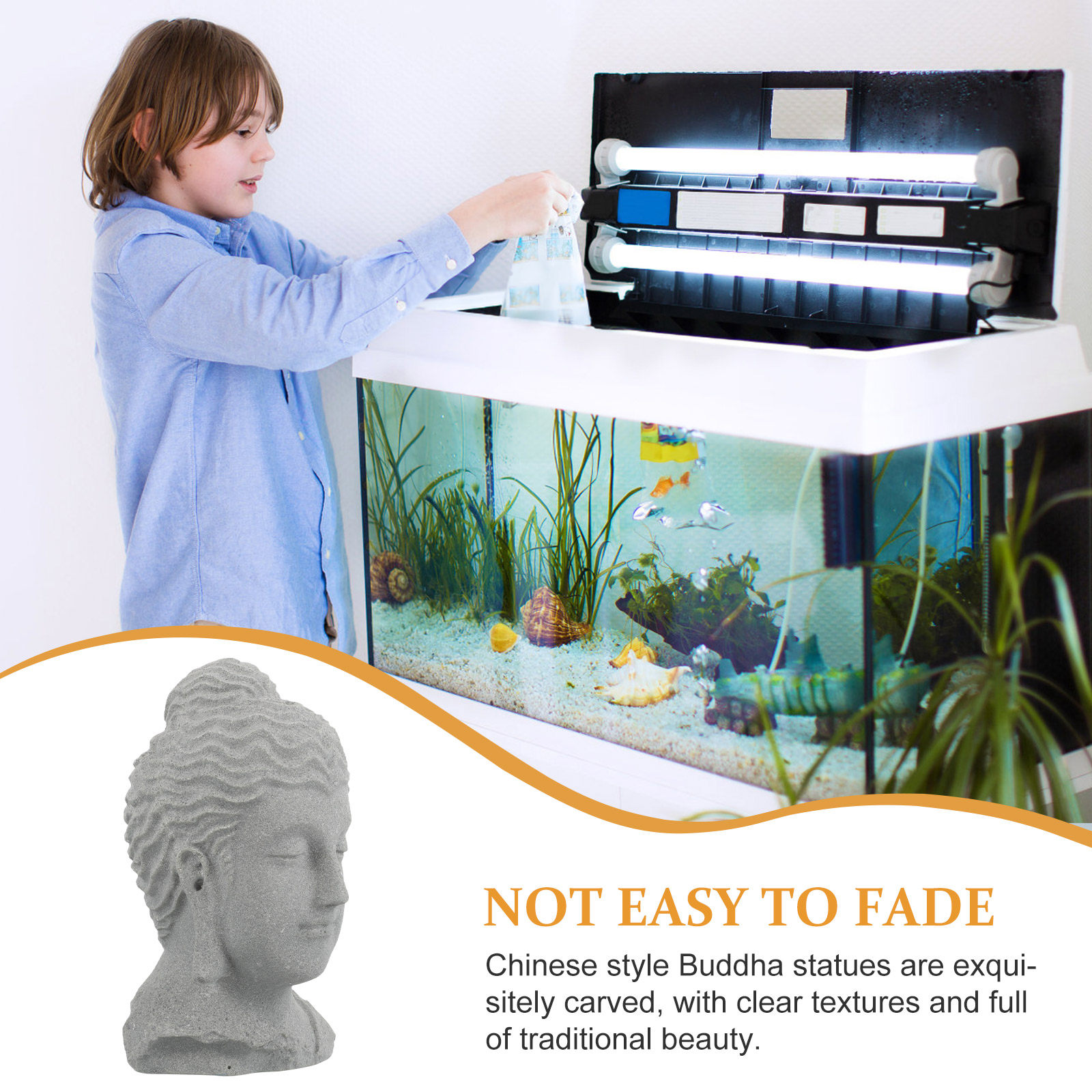 Meditating Buddha Head Statue  - Aquarium Fish Home review and price